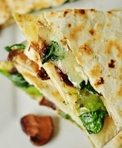 CQ-Spinach and Mushroom Quesadillas with Avocado and Pepper Jack Cheese